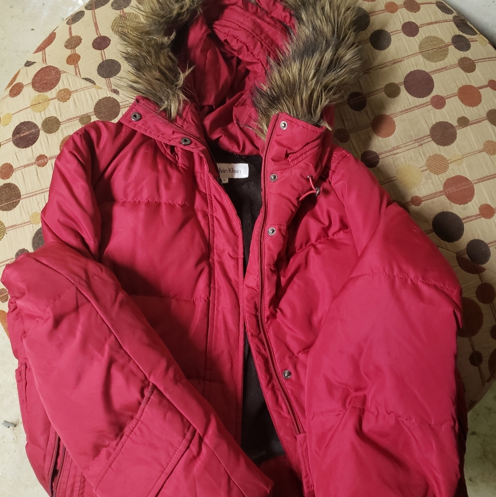 Womens Calvin Klein Winter Coat Red